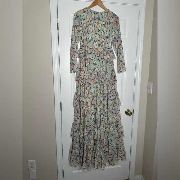 IEENA MAC DUGGAL Floral Printed Tiered Ruffle Long Sleeve gown 4 NWT - Picture 10 of 10